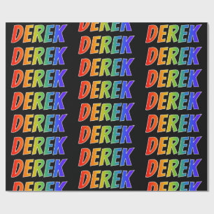 Rainbow First Name "DEREK"; Fun & Colourful Wrapping Paper