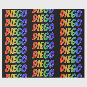 Rainbow First Name "DIEGO"; Fun & Colourful Wrapping Paper