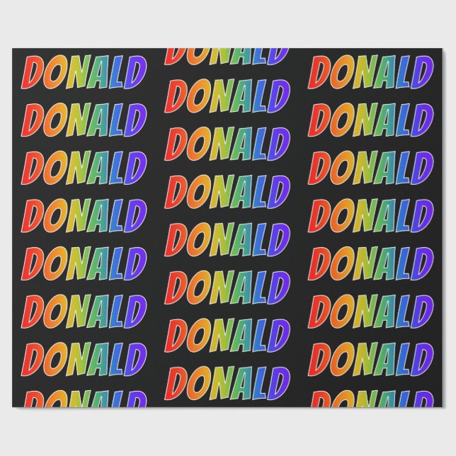 Rainbow First Name "DONALD"; Fun & Colourful Wrapping Paper (Flat)