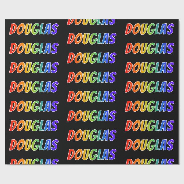 Rainbow First Name "DOUGLAS"; Fun & Colourful Wrapping Paper (Flat)