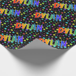 Rainbow First Name "DYLAN" + Stars Wrapping Paper