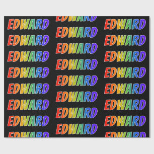 Rainbow First Name "EDWARD"; Fun & Colourful Wrapping Paper
