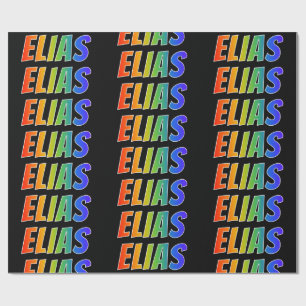 Rainbow First Name "ELIAS"; Fun & Colourful Wrapping Paper