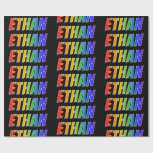 Rainbow First Name "ETHAN"; Fun & Colourful Wrapping Paper