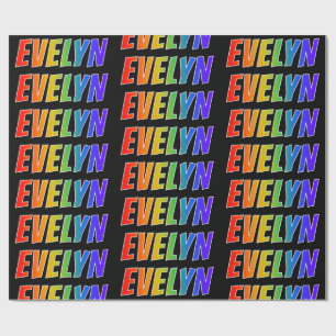 Rainbow First Name "EVELYN"; Fun & Colourful Wrapping Paper