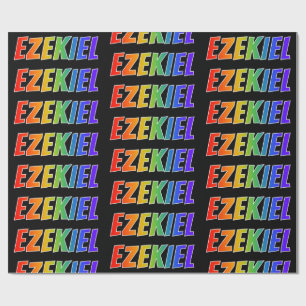 Rainbow First Name "EZEKIEL"; Fun & Colourful Wrapping Paper
