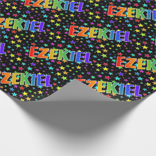 Rainbow First Name "EZEKIEL" + Stars Wrapping Paper