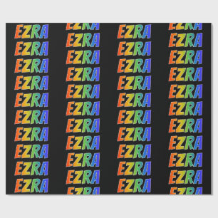 Rainbow First Name "EZRA"; Fun & Colourful Wrapping Paper