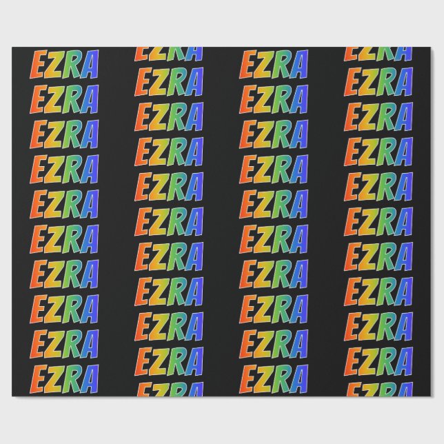 Rainbow First Name "EZRA"; Fun & Colourful Wrapping Paper (Flat)