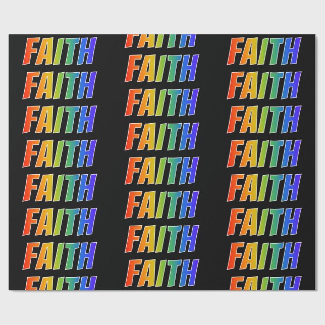 Rainbow First Name "FAITH"; Fun & Colourful Wrapping Paper (Flat)