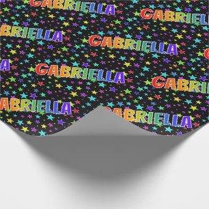 Rainbow First Name "GABRIELLA" + Stars Wrapping Paper