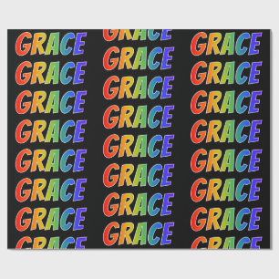 Rainbow First Name "GRACE"; Fun & Colourful Wrapping Paper
