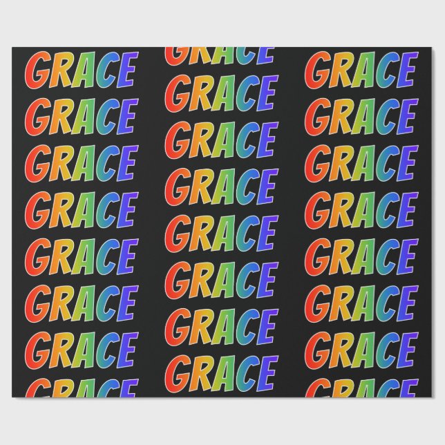 Rainbow First Name "GRACE"; Fun & Colourful Wrapping Paper (Flat)