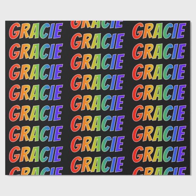 Rainbow First Name "GRACIE"; Fun & Colourful Wrapping Paper (Flat)