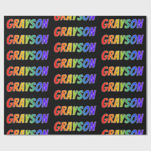 Rainbow First Name "GRAYSON"; Fun & Colourful Wrapping Paper