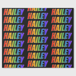 Rainbow First Name "HAILEY"; Fun & Colourful Wrapping Paper