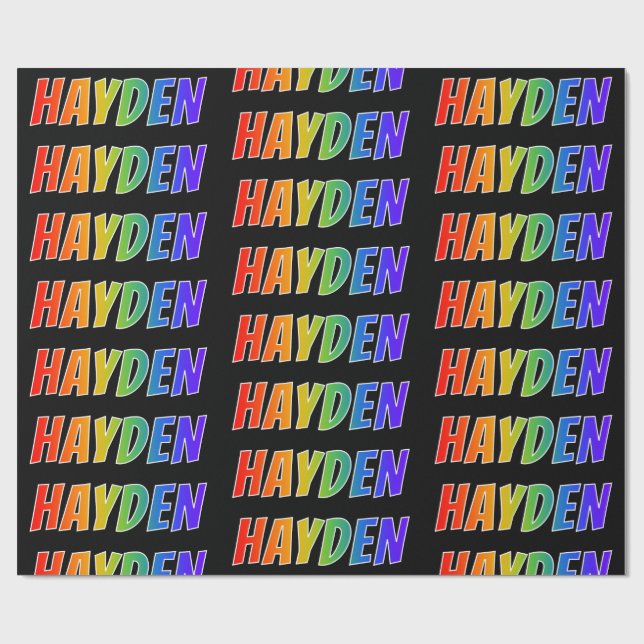 Rainbow First Name "HAYDEN"; Fun & Colourful Wrapping Paper (Flat)