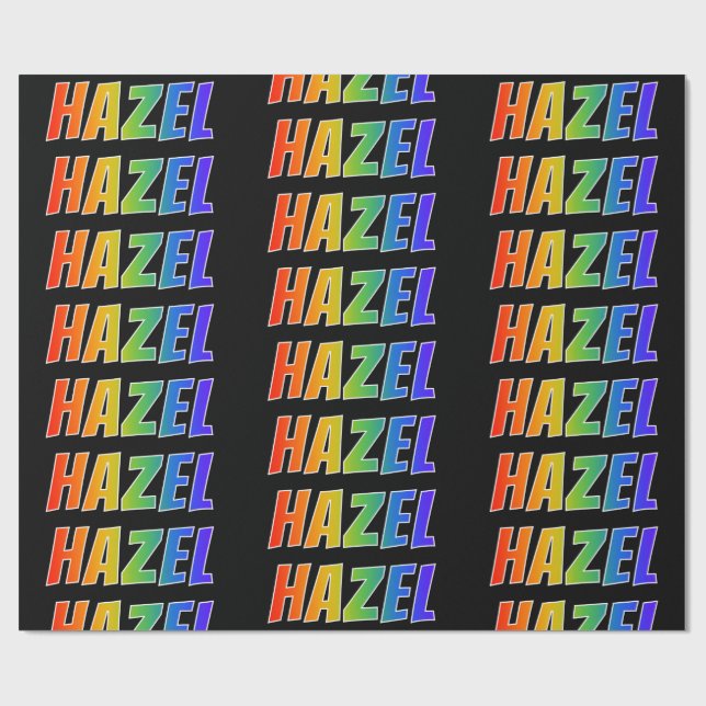 Rainbow First Name "HAZEL"; Fun & Colourful Wrapping Paper (Flat)