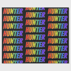 Rainbow First Name "HUNTER"; Fun & Colourful Wrapping Paper