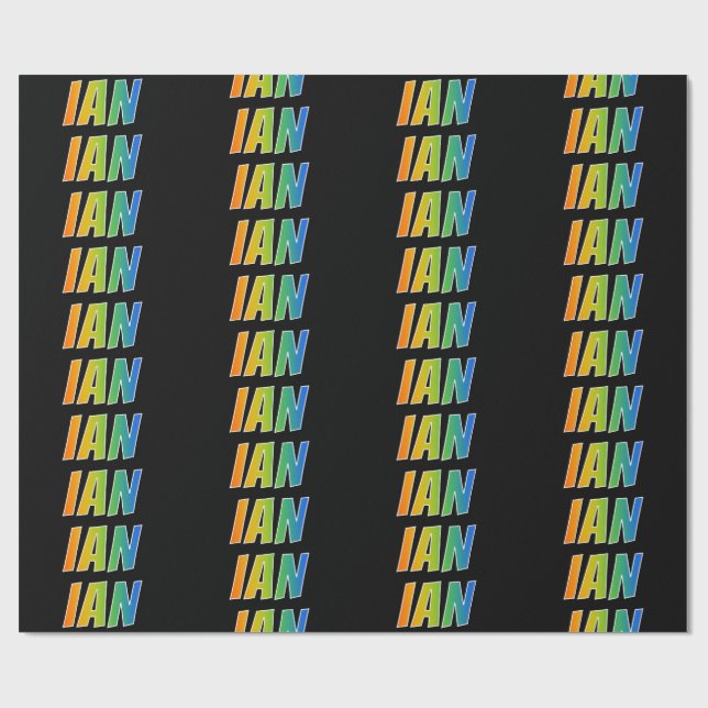 Rainbow First Name "IAN"; Fun & Colourful Wrapping Paper (Flat)