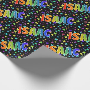 Rainbow First Name "ISAAC" + Stars Wrapping Paper