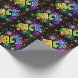 Rainbow First Name "JACK" + Fireworks Wrapping Paper