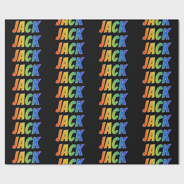 Rainbow First Name "JACK"; Fun & Colourful Wrapping Paper (Flat)