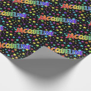 Rainbow First Name "JACQUELINE" + Stars Wrapping Paper