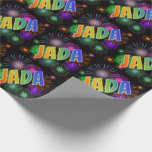 Rainbow First Name "JADA" + Fireworks Wrapping Paper