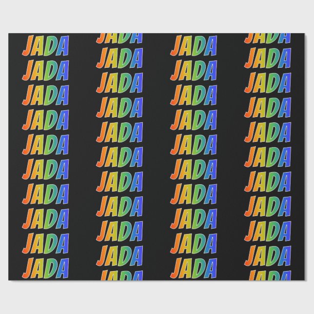 Rainbow First Name "JADA"; Fun & Colourful Wrapping Paper (Flat)