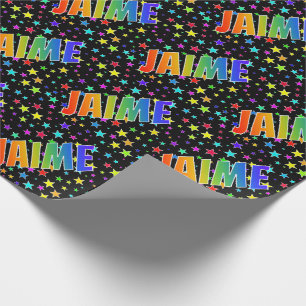 Rainbow First Name "JAIME" + Stars Wrapping Paper