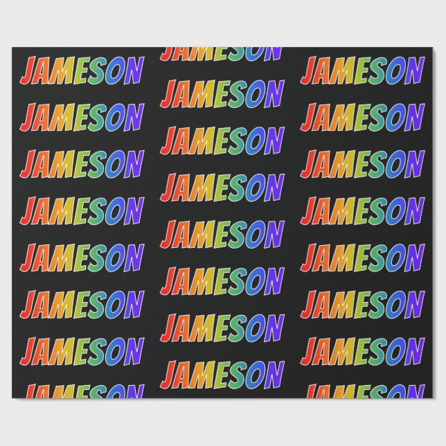 Rainbow First Name "JAMESON"; Fun & Colourful Wrapping Paper (Flat)
