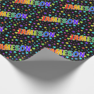 Rainbow First Name "JAMESON" + Stars Wrapping Paper
