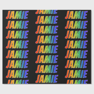 Rainbow First Name "JAMIE"; Fun & Colourful Wrapping Paper