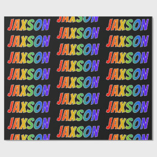 Rainbow First Name "JAXSON"; Fun & Colourful Wrapping Paper