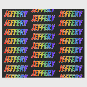 Rainbow First Name "JEFFERY"; Fun & Colourful Wrapping Paper