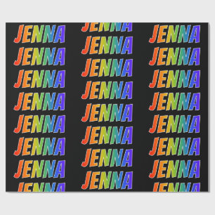 Rainbow First Name "JENNA"; Fun & Colourful Wrapping Paper