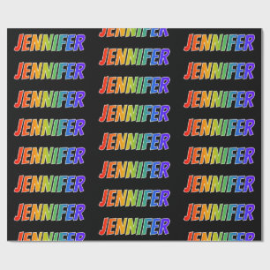 Rainbow First Name "JENNIFER"; Fun & Colourful Wrapping Paper