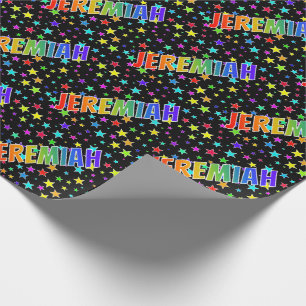 Rainbow First Name "JEREMIAH" + Stars Wrapping Paper