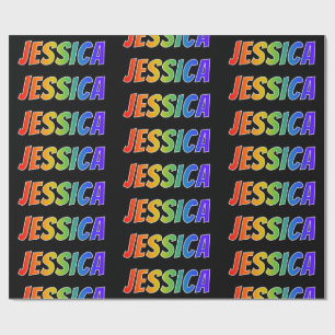 Rainbow First Name "JESSICA"; Fun & Colourful Wrapping Paper