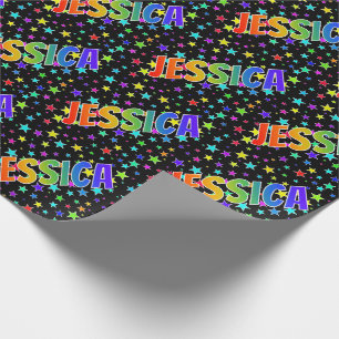 Rainbow First Name "JESSICA" + Stars Wrapping Paper