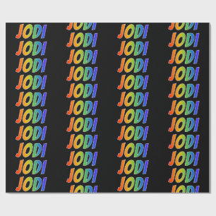 Rainbow First Name "JODI"; Fun & Colourful Wrapping Paper