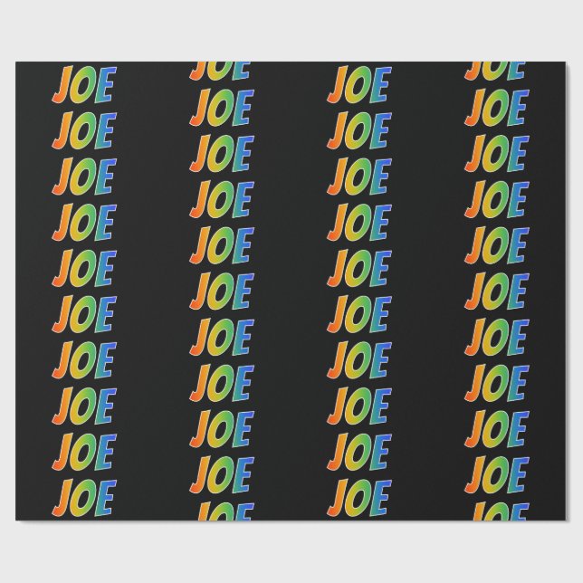 Rainbow First Name "JOE"; Fun & Colourful Wrapping Paper (Flat)