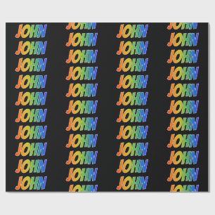 Rainbow First Name "JOHN"; Fun & Colourful Wrapping Paper