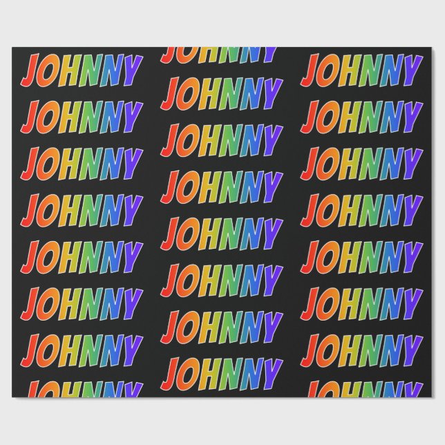 Rainbow First Name "JOHNNY"; Fun & Colourful Wrapping Paper (Flat)