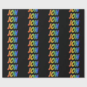 Rainbow First Name "JON"; Fun & Colourful Wrapping Paper