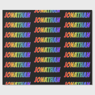 Rainbow First Name "JONATHAN"; Fun & Colourful Wrapping Paper