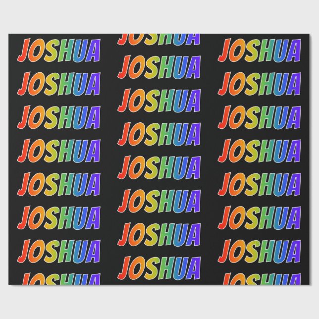 Rainbow First Name "JOSHUA"; Fun & Colourful Wrapping Paper (Flat)