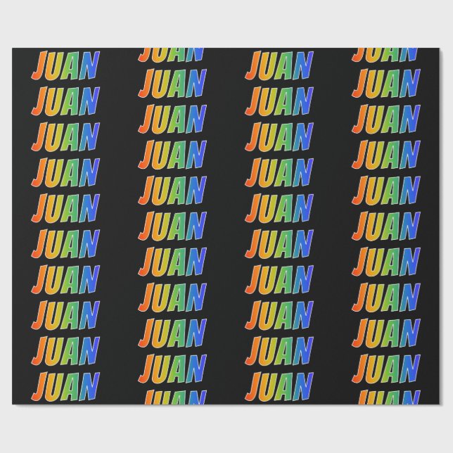 Rainbow First Name "JUAN"; Fun & Colourful Wrapping Paper (Flat)
