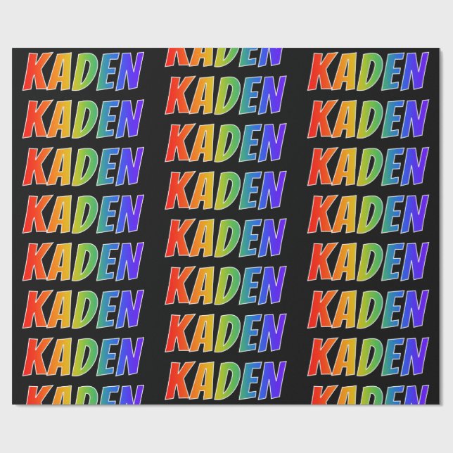Rainbow First Name "KADEN"; Fun & Colourful Wrapping Paper (Flat)